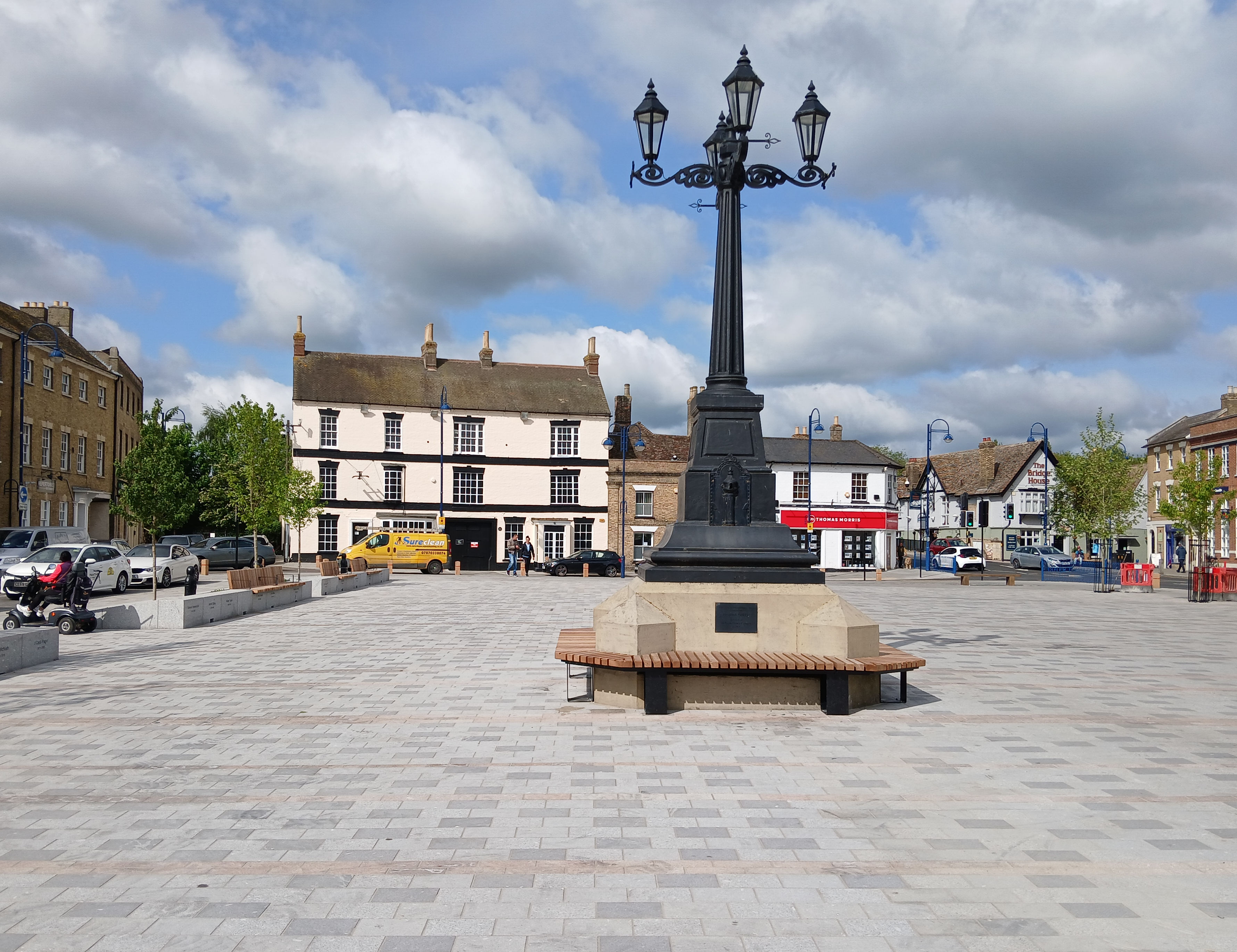St Neots Market Square with its central memorial